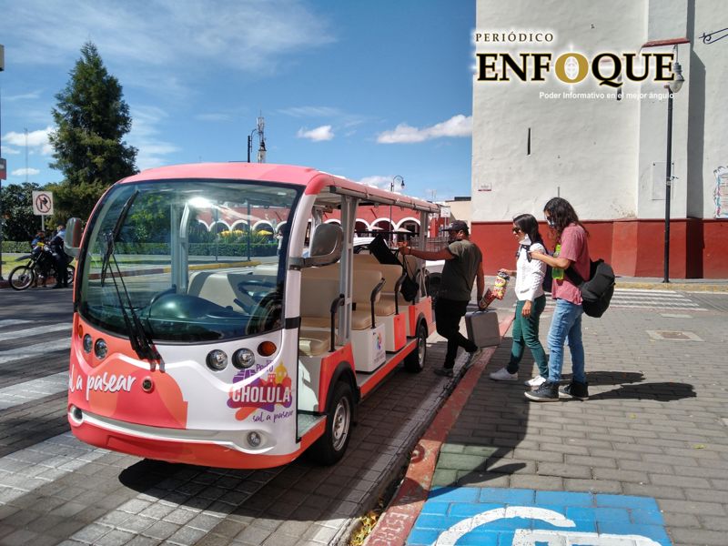 Foto: Omar Sánchez Reactivan servicio de transporte eléctrico turístico en San Pedro Cholula