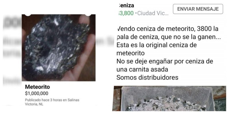 Foto: Cortesía Supuestos restos de meteorito son vendidos en internet en 1 millón de pesos