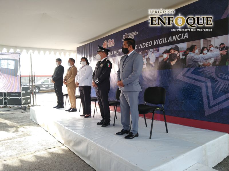 Foto: Omar Sánchez Inaugura Karina Pérez Popoca centro estratégico de videovigilancia con inversión de más de 42 mdp