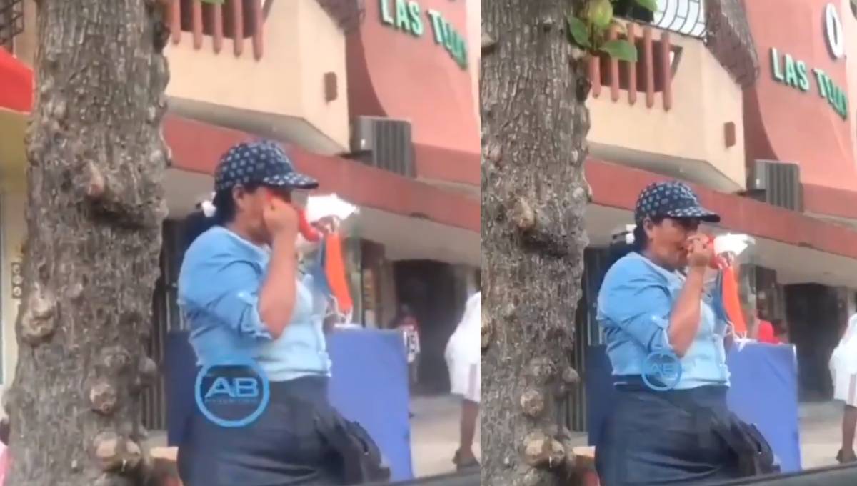 Foto: Cortesía Captan a mujer limpiándose la nariz con cubrebocas que vendía