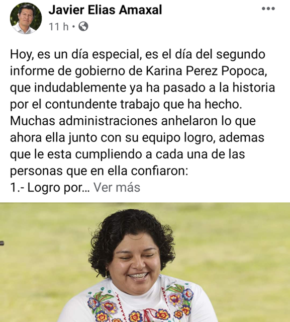 Foto: Especial Presume esposo de Karina Pérez Popoca logros de su gobierno en San Andrés Cholula