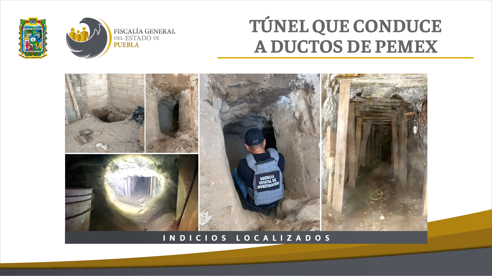 Foto: Cortesía Fiscalía Puebla aseguró túnel clandestino que conduce a ductos de PEMEX