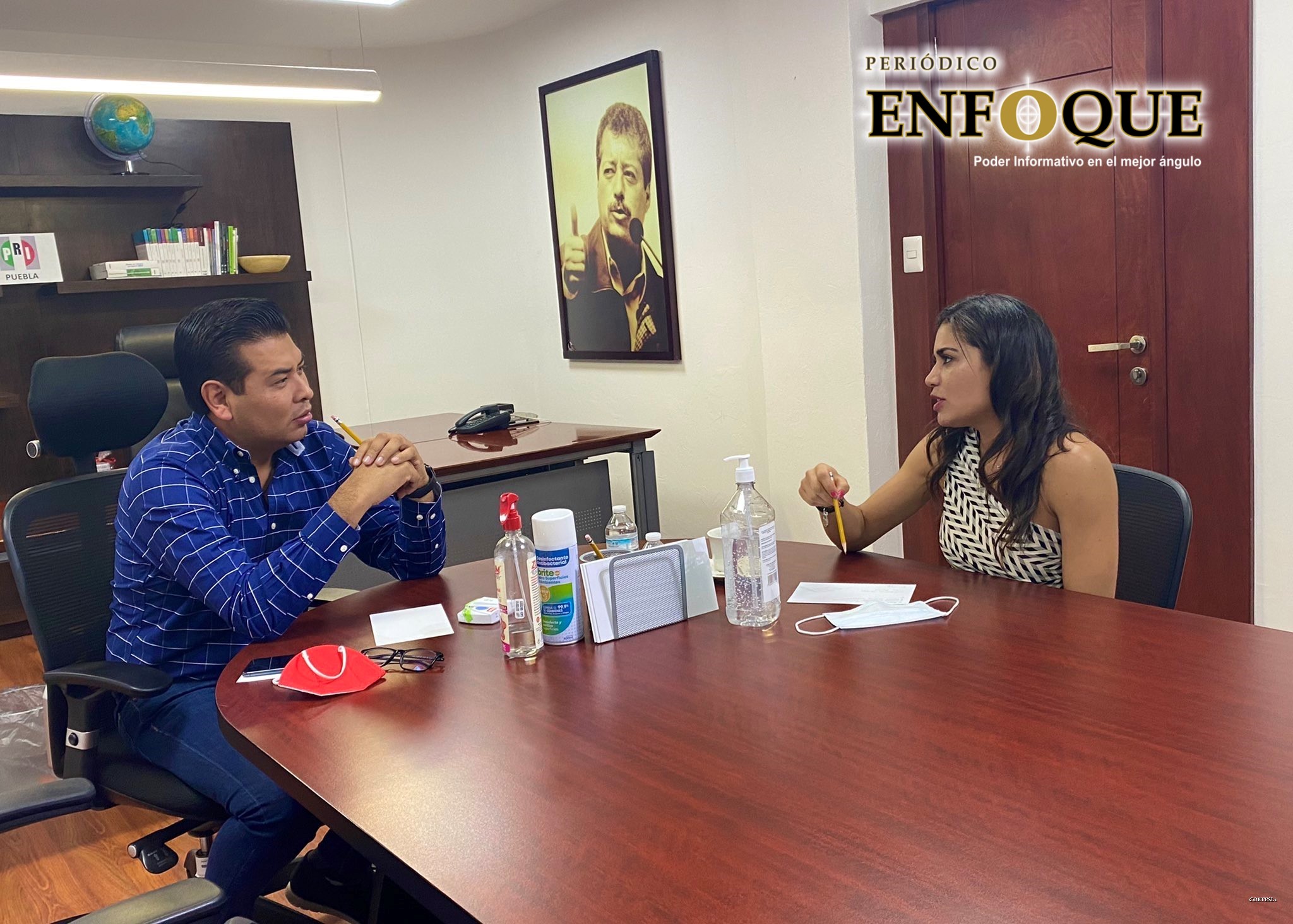 Foto: Cortesía El presidente del PRI de Puebla mantuvo una reunión con con la Secretaria Técnica del Consejo Político Nacional