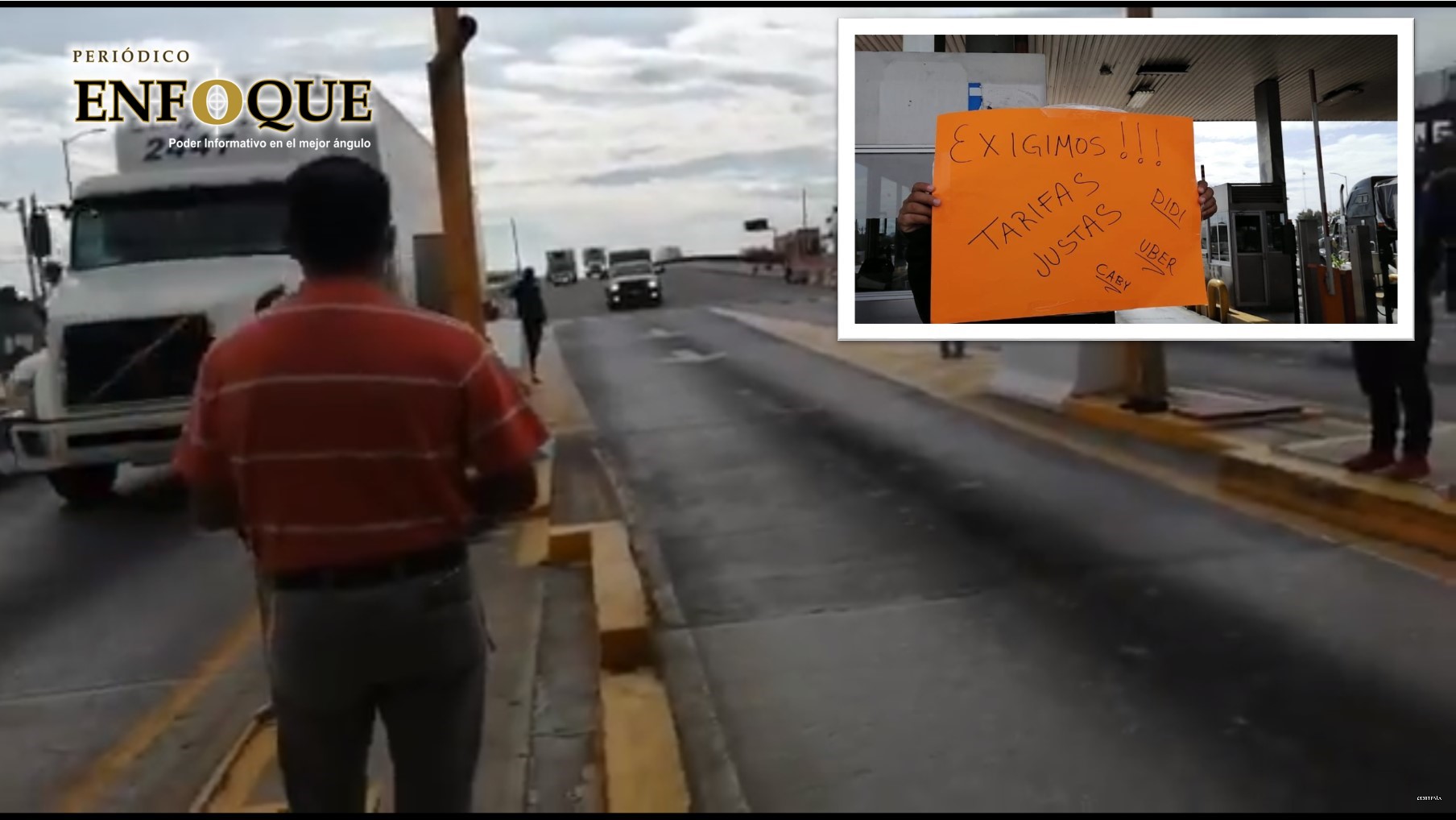 Foto: Cortesía Conductores de Uber, Cabify y Didi se manifiestan en la caseta de Amozoc, exigen seguridad y mejores tarifas