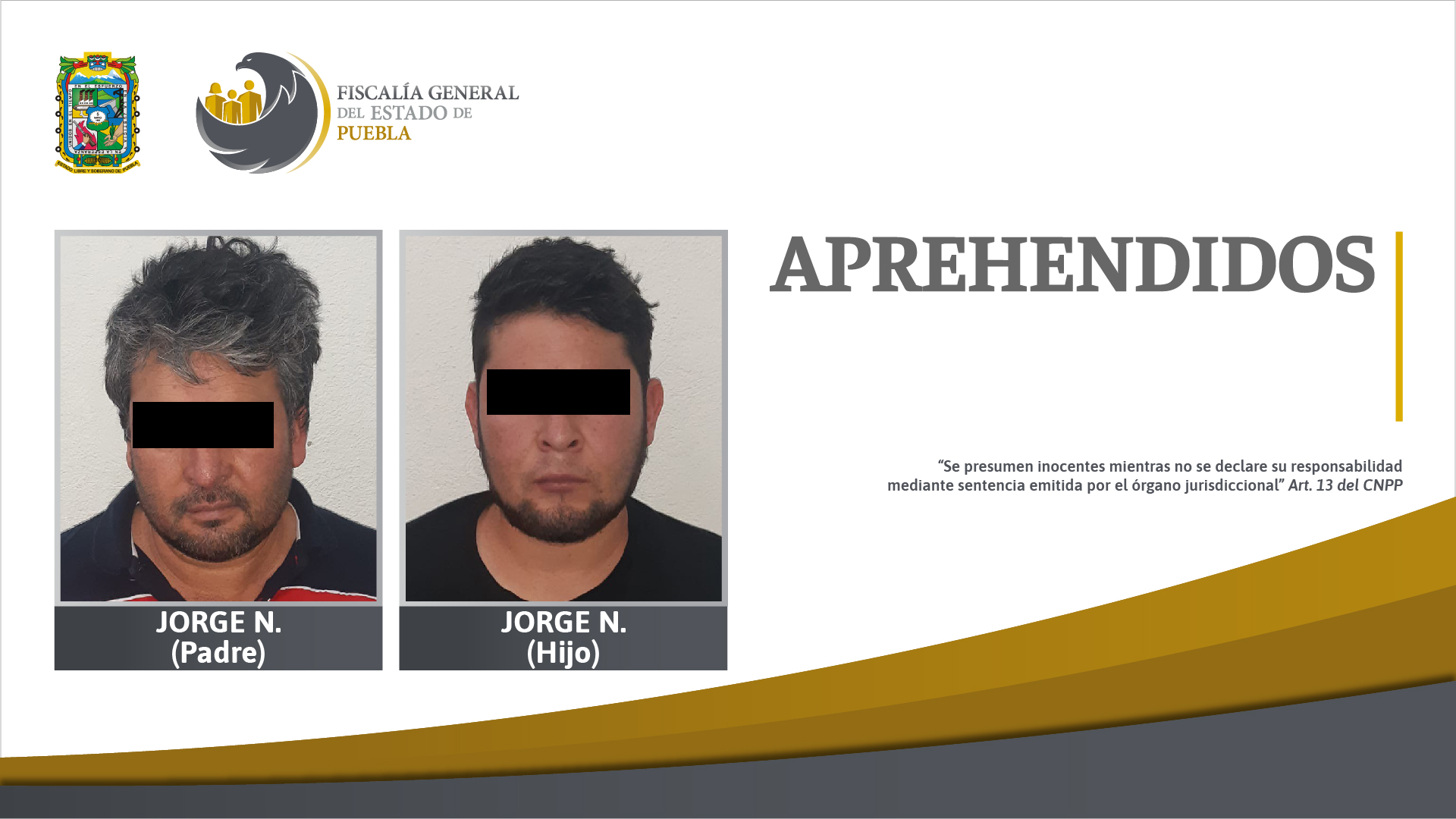 Foto: Cortesía FGE de Puebla cumplió aprehensión contra presuntos responsables del homicidio de dos agentes