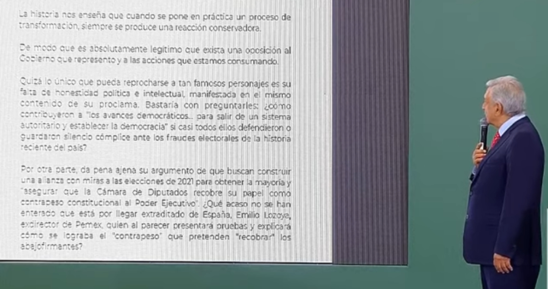 Foto: Cortesía López Obrador presenta carta de ciudadanos en respuesta a intelectuales