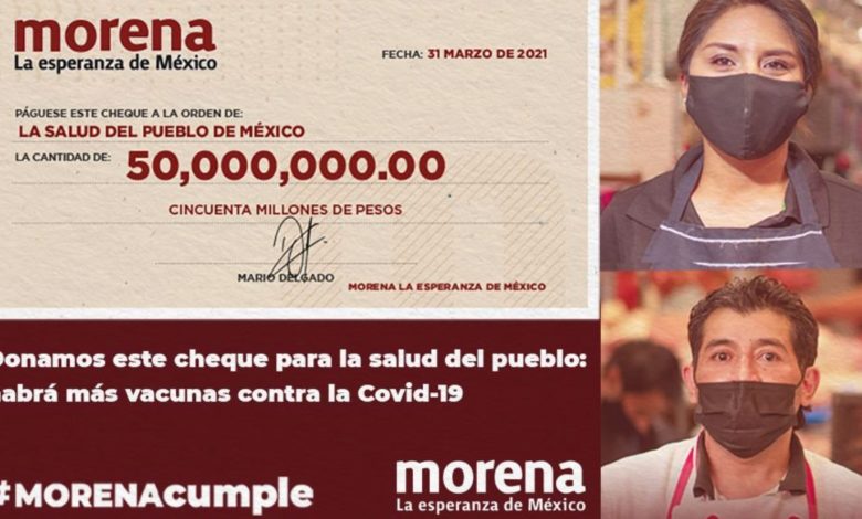 Por: Cortesía Morena devolverá al INE 50 mdp de un mes de presupuesto para compra de vacunas COVID