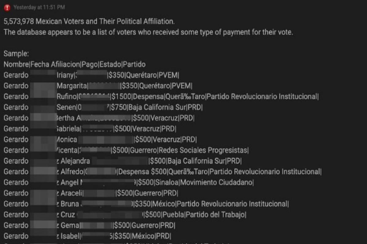 Por: Cortesía Difunden supuesta lista de votantes del INE “que vendieron su voto”