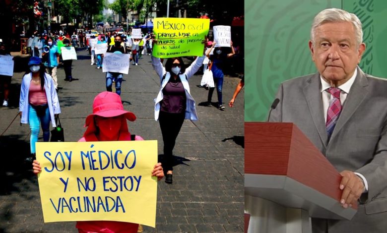 Por: Cortesía Médicos privados protestan de nuevo para exigir vacunas COVID y AMLO insiste que es “politiquería”