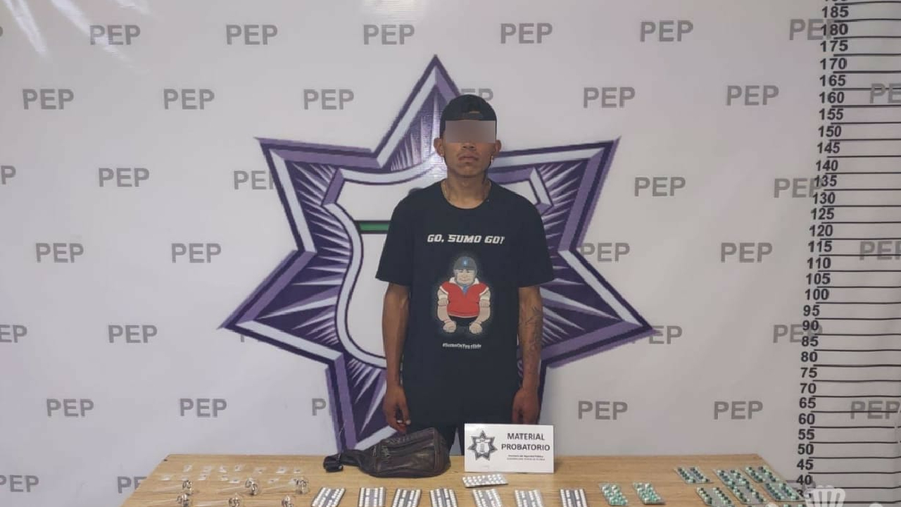 Por: Cortesía Detienen en Coronango a presunto narcomenudista que contaba con una gran variedad de pastillas psicotrópicas