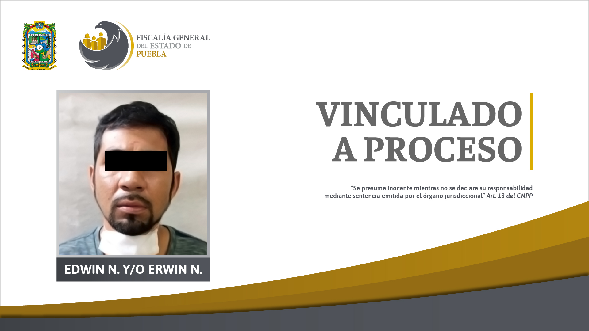 Por: Cortesía Edwin N. de 30 años en prisión, presunto responsable por violar a su sobrina de 10 años