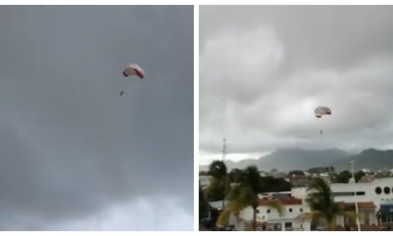 Por: Cortesía Paracaídas vuela sin control tras romperse la cuerda; turista se salva de milagro  en Puerto Vallarta