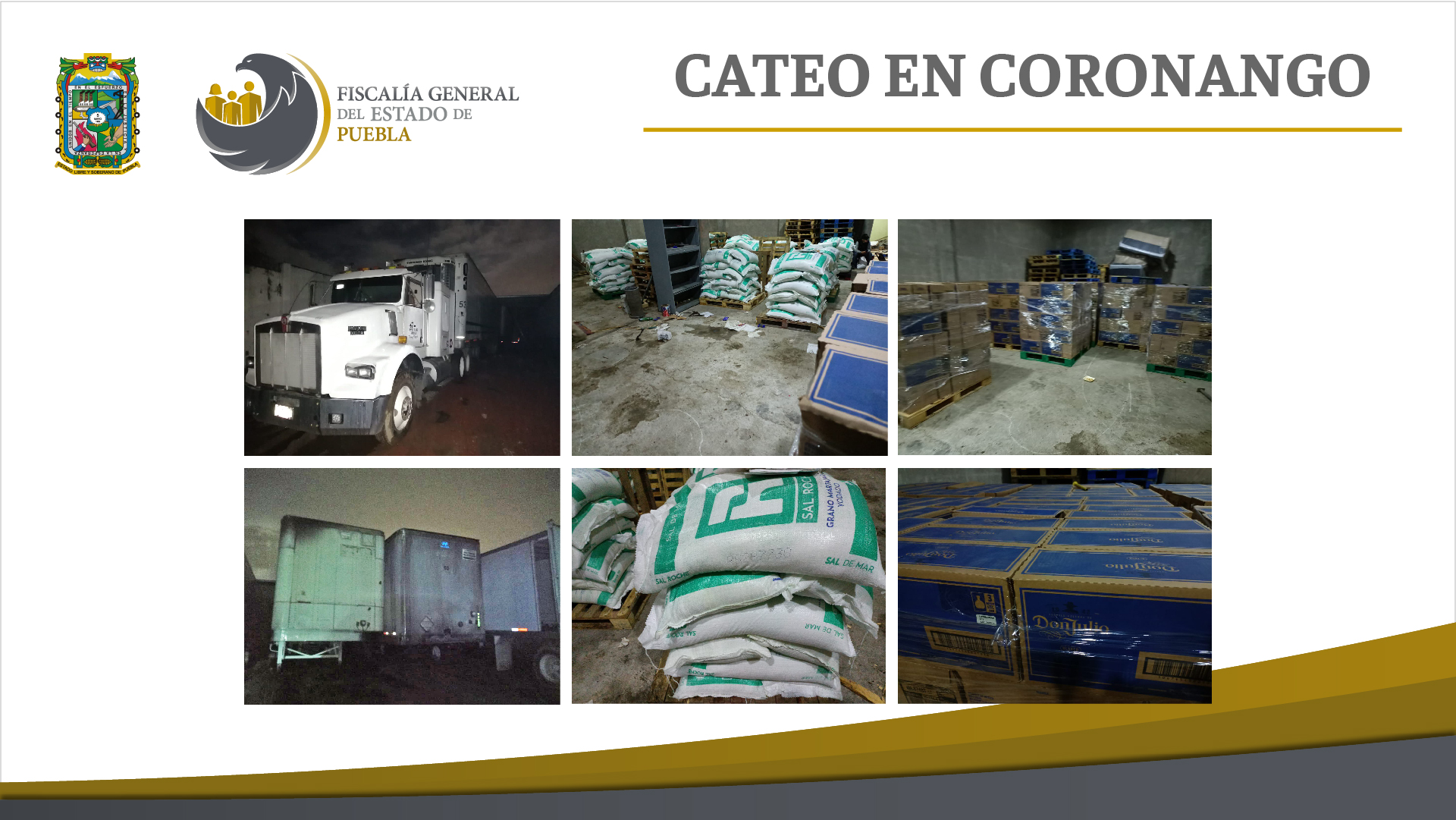Por: Cortesía Fiscalía Puebla asegura 800 cajas con botellas de tequila y otros indicios de mercancía robada en Coronango