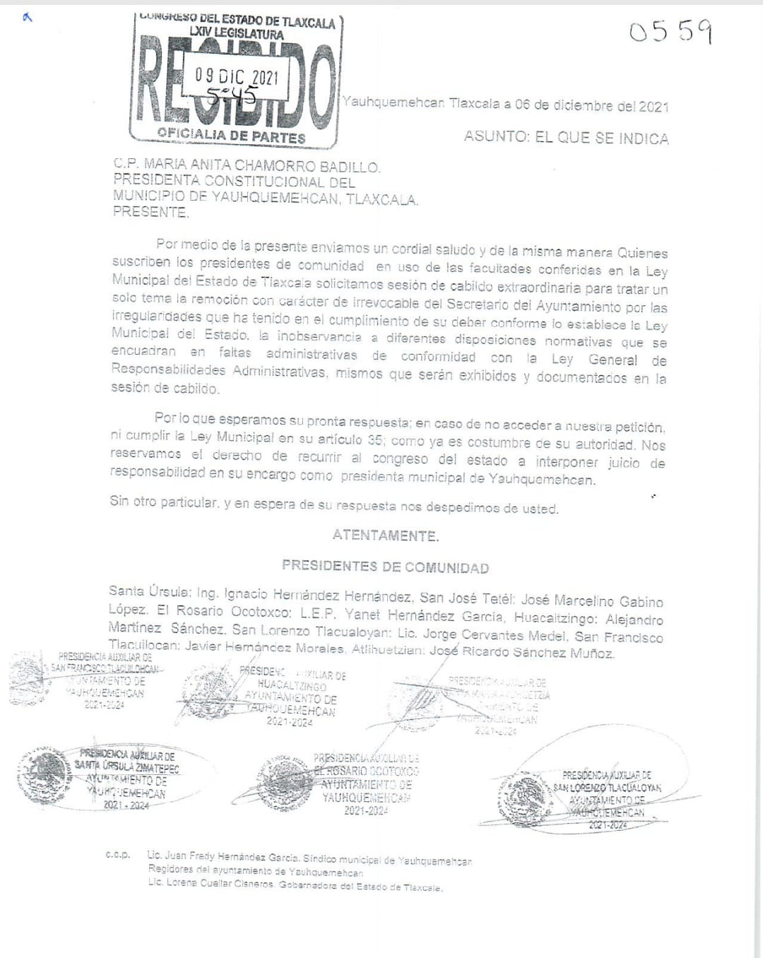 Por: Cortesía Solicitan renuncia de secretario de ayuntamiento de Yauhquemehcan