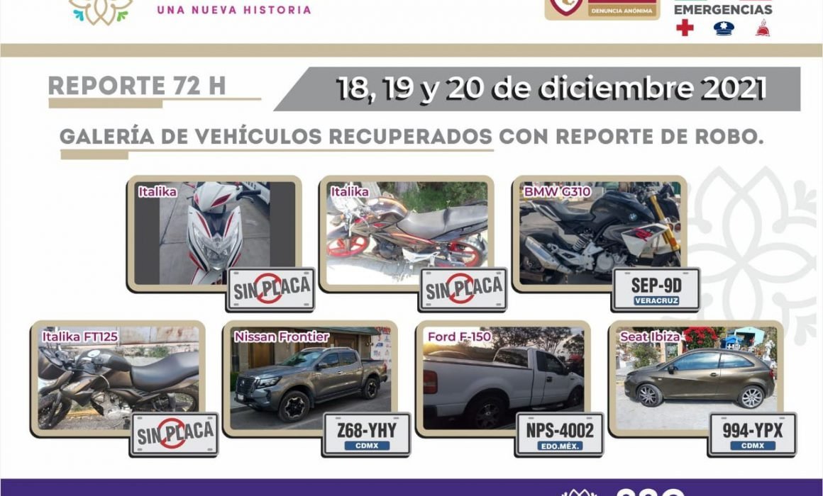 Por: Cortesía SSC mantiene acciones para la recuperación de vehículos robados