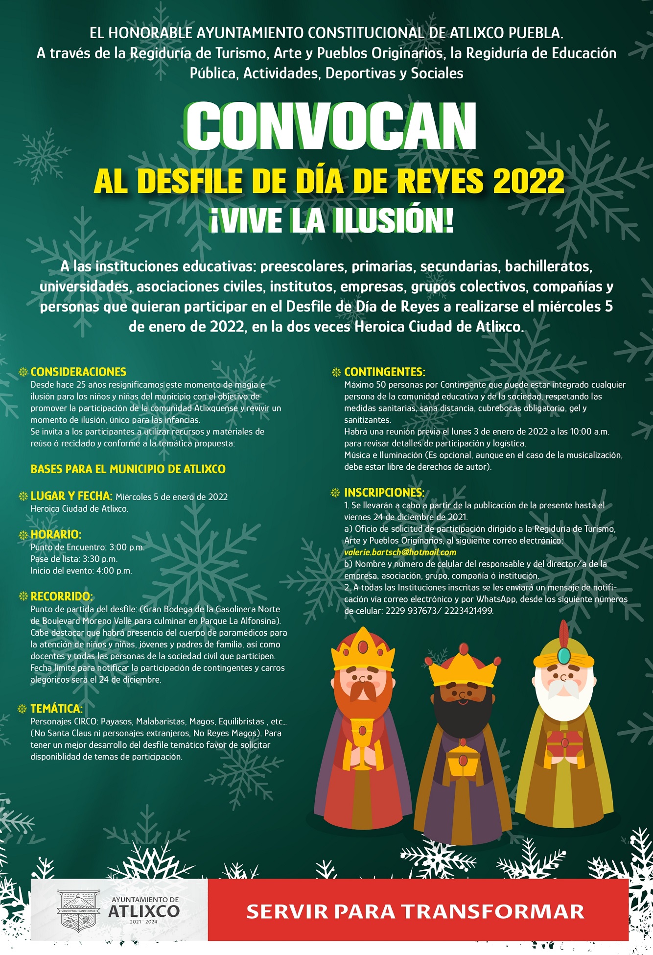 Desfile de Día de Reyes convocatoria 1