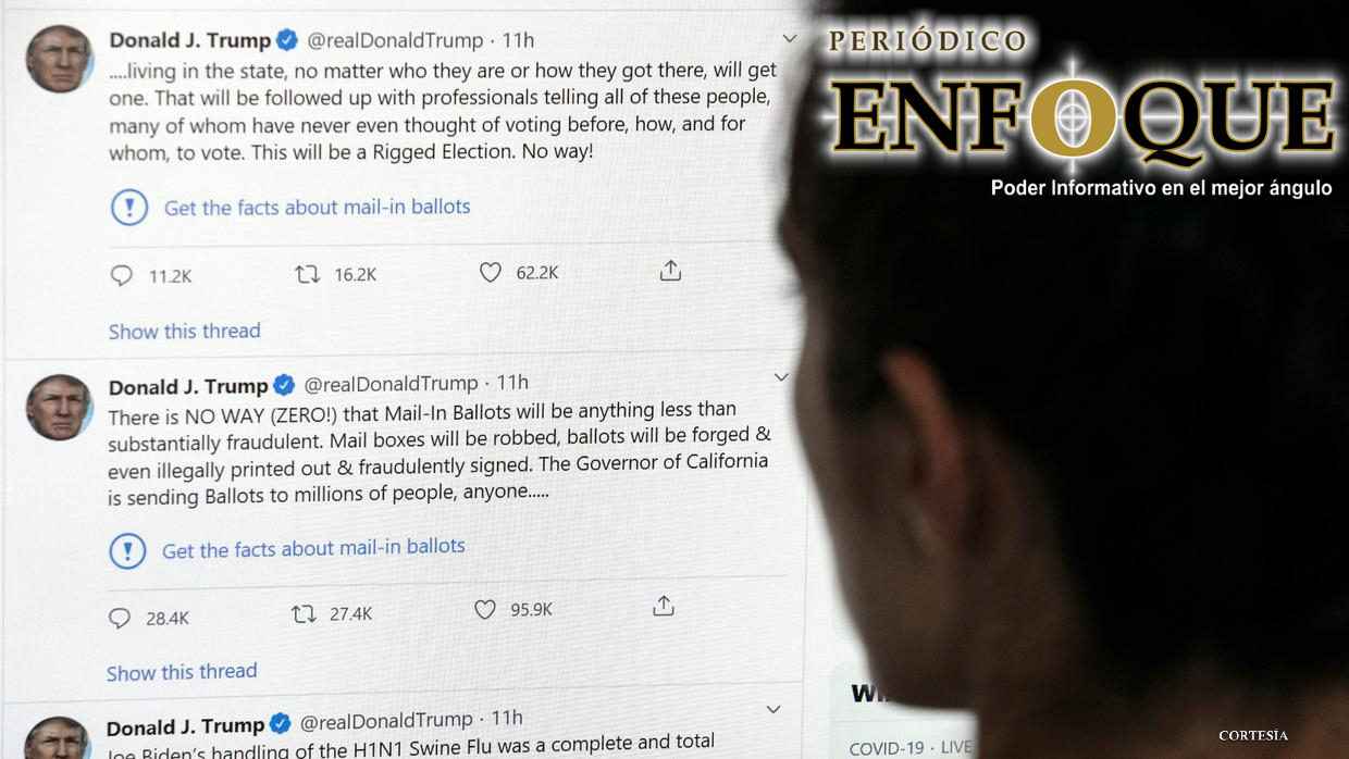 Foto: Cortesía Twitter censura diversos tuits ante los sucesos ocurridos en el Capitolio de EUA.