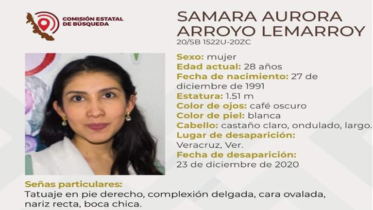 Foto: Cortesía Hallaron muerta a Samara Aurora Arroyo, ex alumna de la IBERO, nutrióloga desaparecida en Veracruz desde diciembre