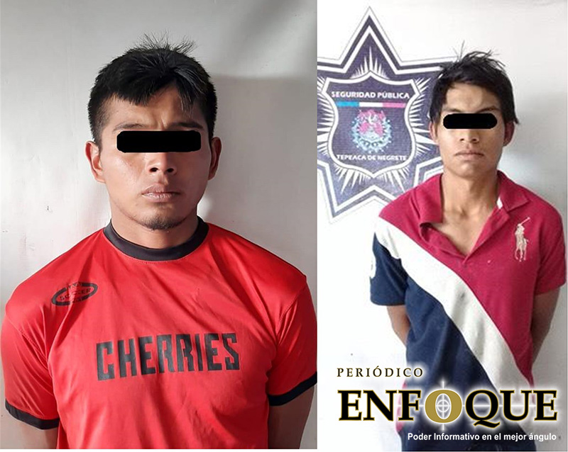Foto: Cortesía Policía de Tepeaca detiene a dos sujetos que pretendían vender objetos robados