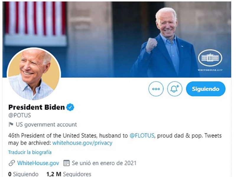 Foto: Cortesía Twitter entrega la cuenta @POTUS a Biden; elimina seguidores de Trump