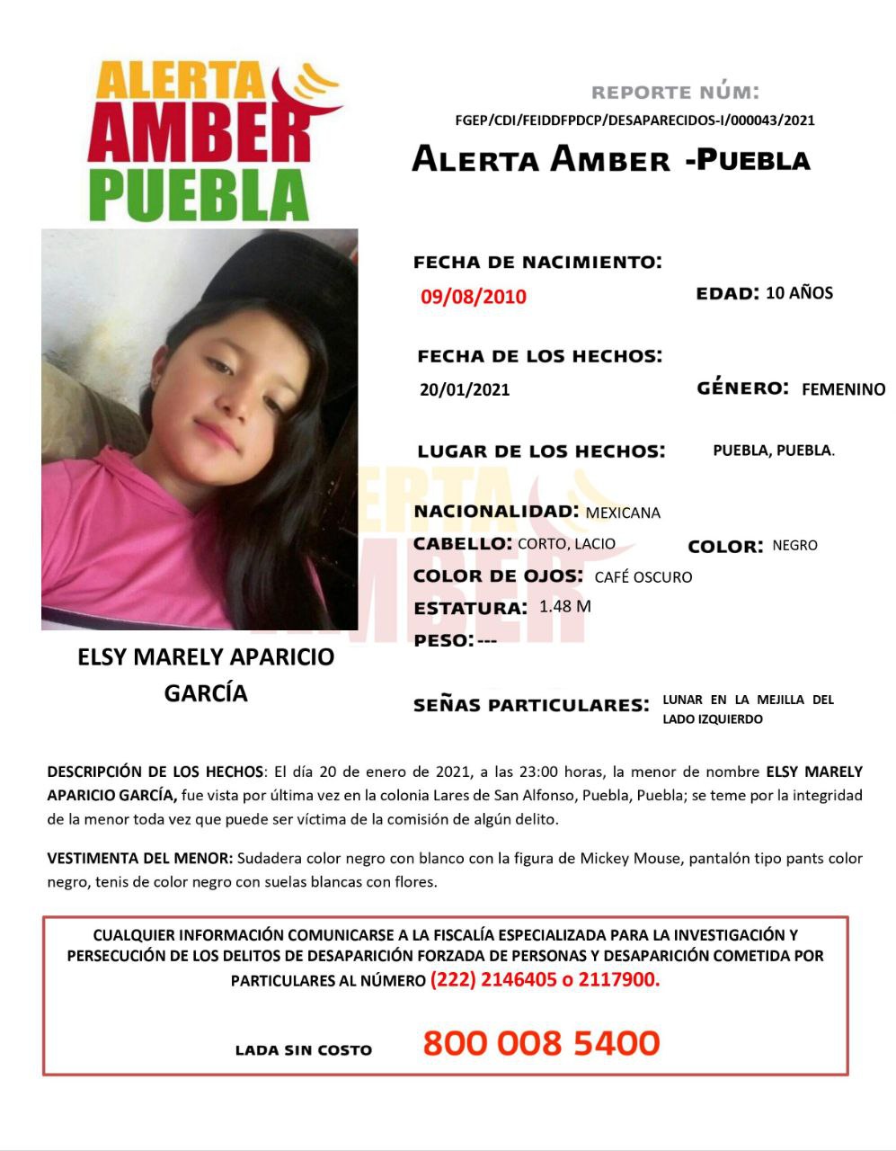Alerta Amber Elsy Marely Aparicio García