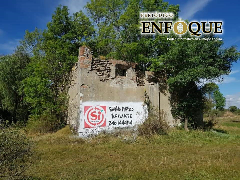 Foto: Rommel Bonilla  Partido político plasma su propaganda en antigua exhacienda de Tetlatlahuca