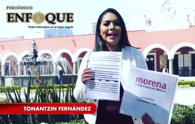 Foto: Especial Se inscribe Tonantzin Fernández para buscar la candidatura de Morena a la alcaldía de San Pedro Cholula