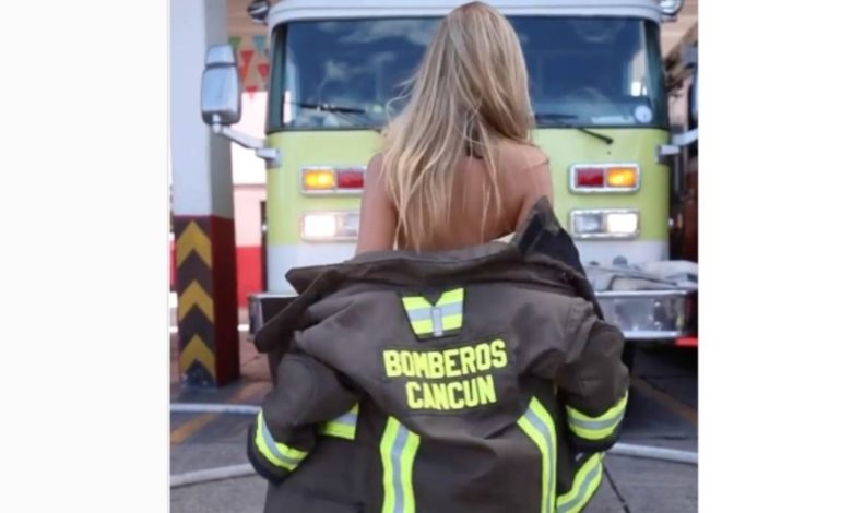 Foto: Cortesía Modelo de Playboy posa en bikini en cuartel de bomberos de Cancún; director fue cesado (Video)