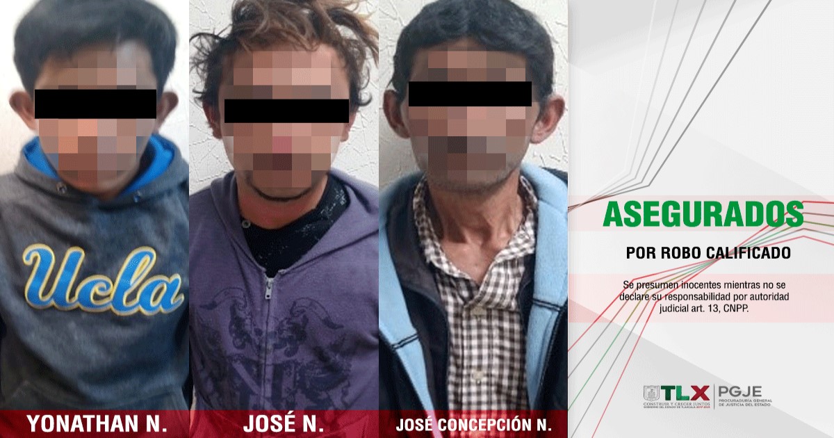 Foto: Cortesía En Tlaxco asegura PGJE a tres imputados por robo calificado