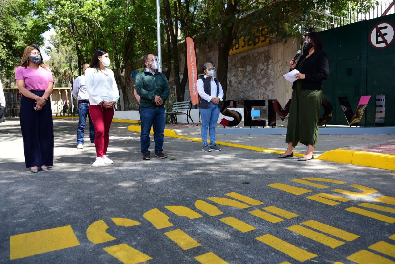 Foto: Cortesía Ayuntamiento de Puebla realiza mejora a zona peatonal del BINE