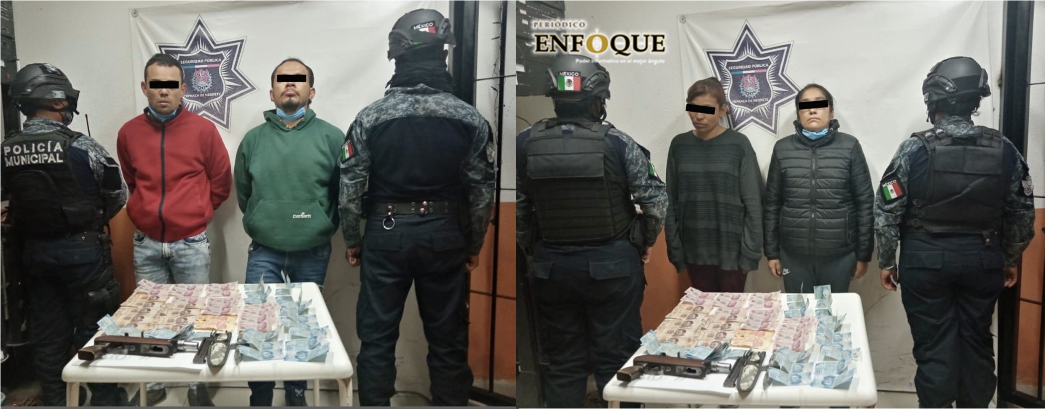 Foto: Cortesía Detienen a cuatro personas en Tepeaca por allanamiento de morada, portación ilegal de arma de fuego y cohecho