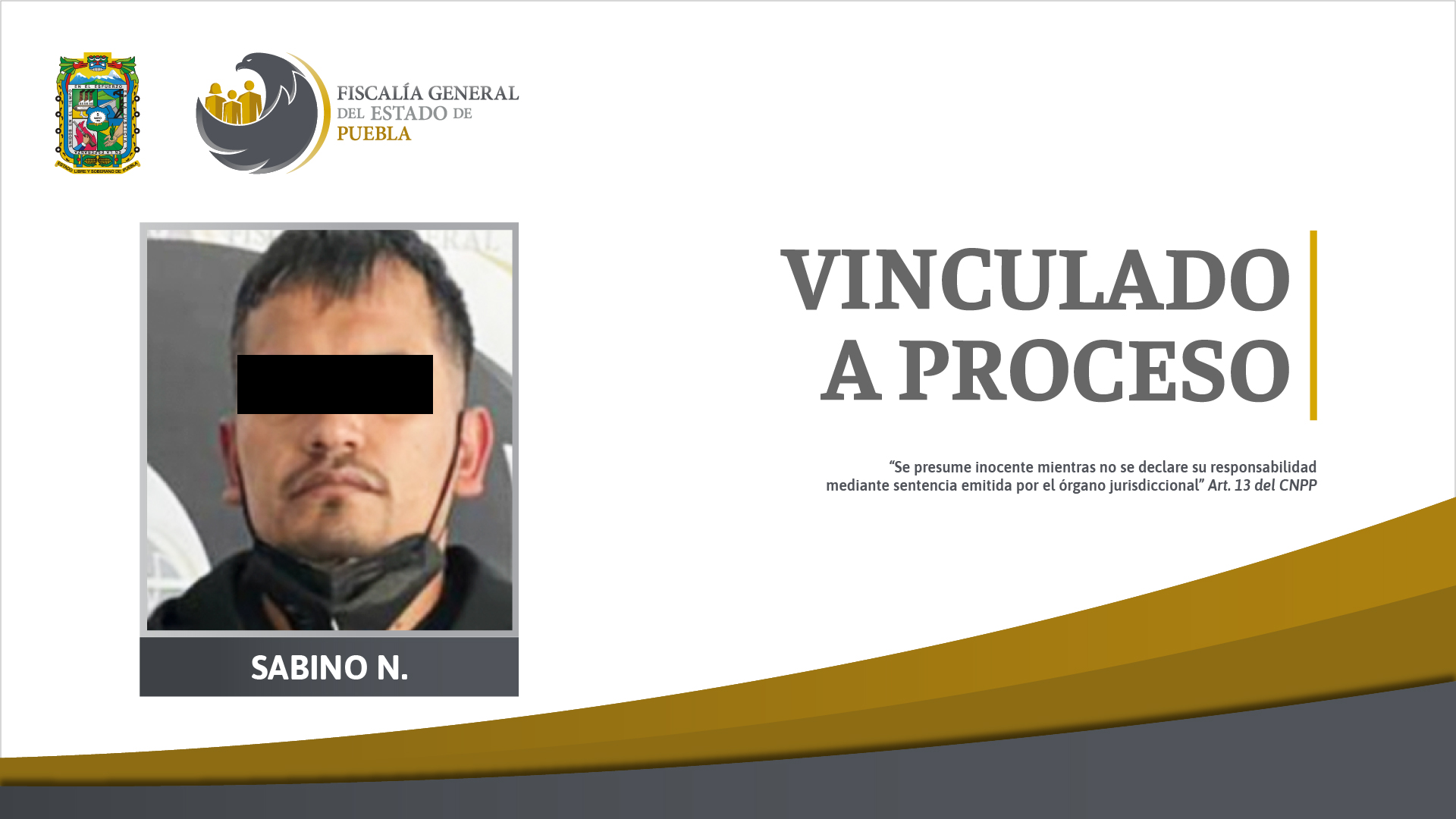 Foto: Cortesía vinculación a proceso de Sabino N. presunto implicado por homicidio