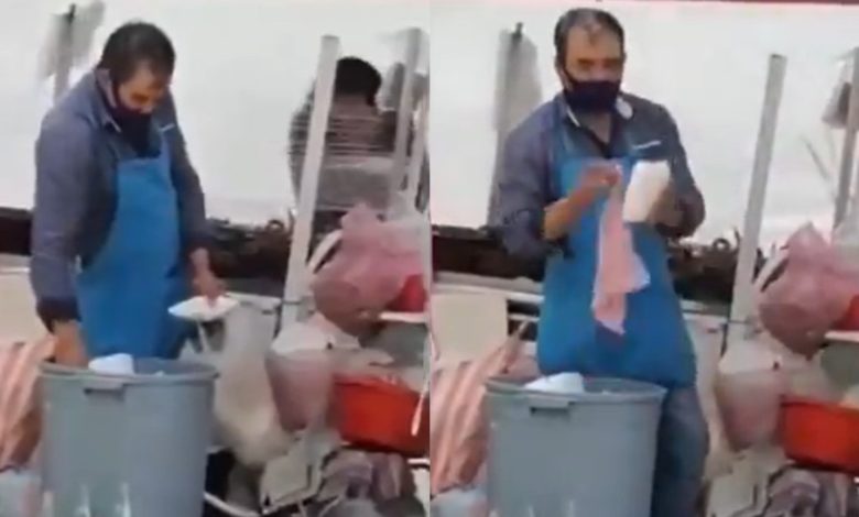 Foto: Cortesía !Cuidado con los ambulantes¡ Captan a vendedores reutilizando platos de la basura (Video)