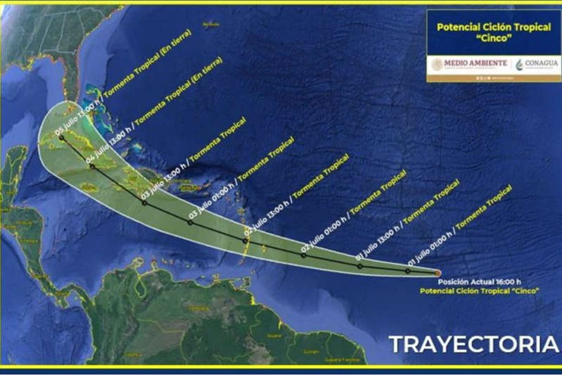 Por: Cortesía Se forma Potencial Ciclón Tropical Cinco en el Atlántico