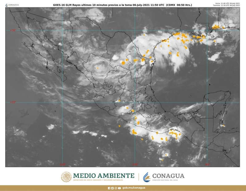 Por: Cortesía Prevé SMN lluvias con posibles descargas eléctricas en casi todo el país