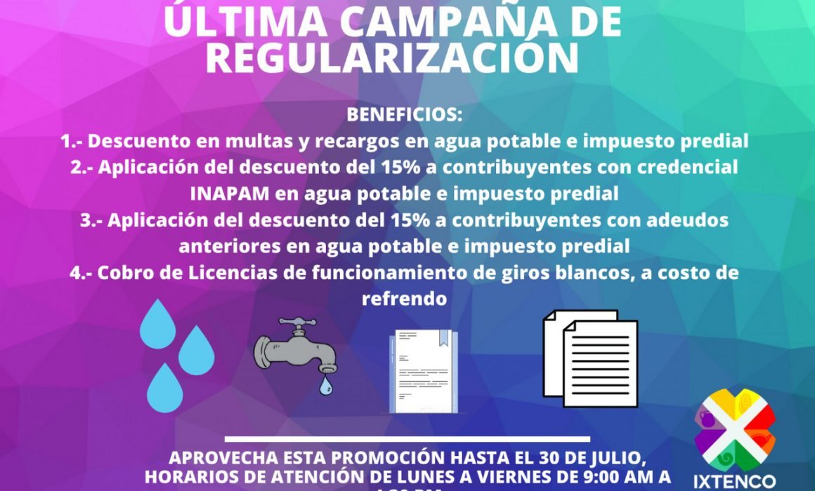 Por: Cortesía Gobierno de Ixtenco amplia campaña de descuento hasta el 30 de julio
