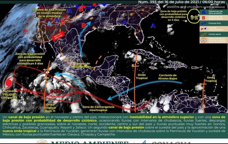 Por: Cortesía Huracán "Felicia" aumenta a categoría 3, muy lejos de las costas mexicanas