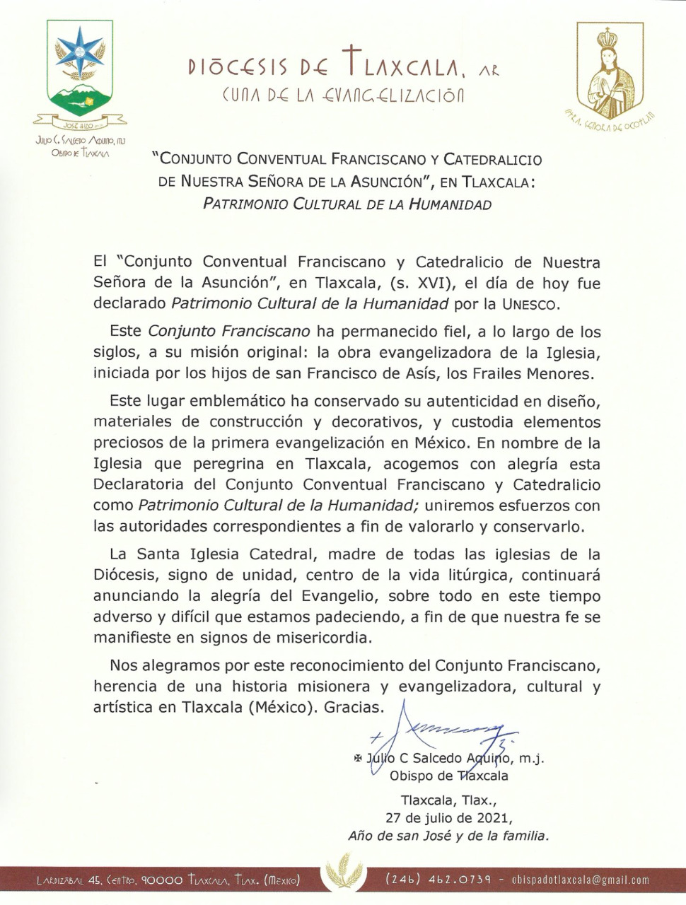 Por: Cortesía Va Diócesis de Tlaxcala por valoración y preservación de Ex convento de San Francisco
