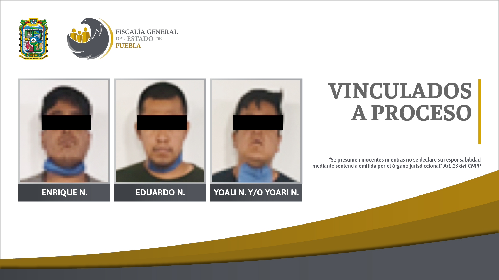 Por: Cortesía Tres personas vinculados a  por homicidio y tentativa de homicidio