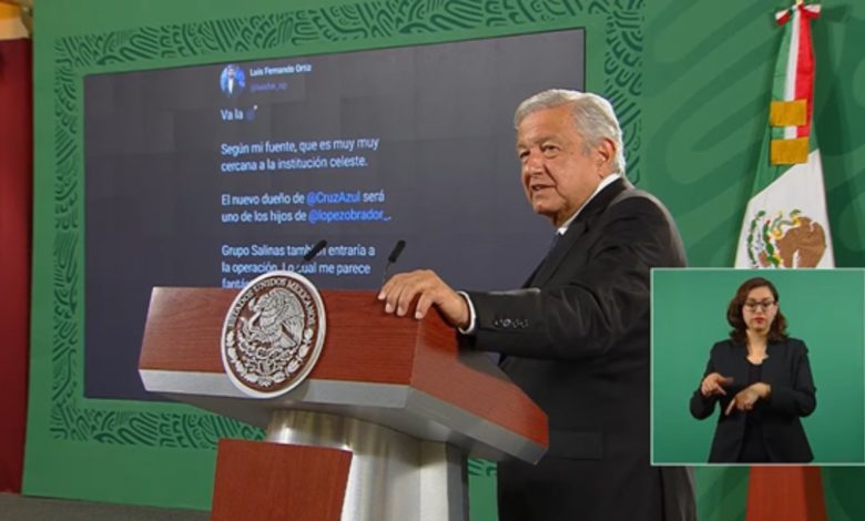 Por: Cortesía “Son inmorales”: AMLO reclama a medio que difundió supuesta compra del Cruz Azul por su hijo