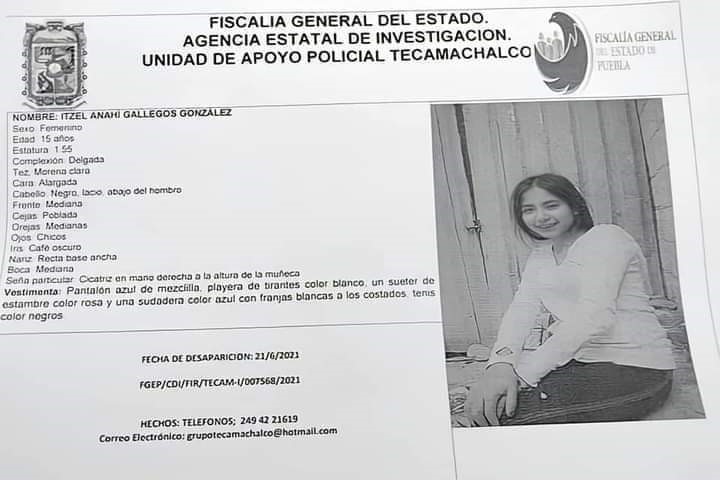 Por: Cortesía piden ayuda para encontrar a jovencita en Tecamachalco