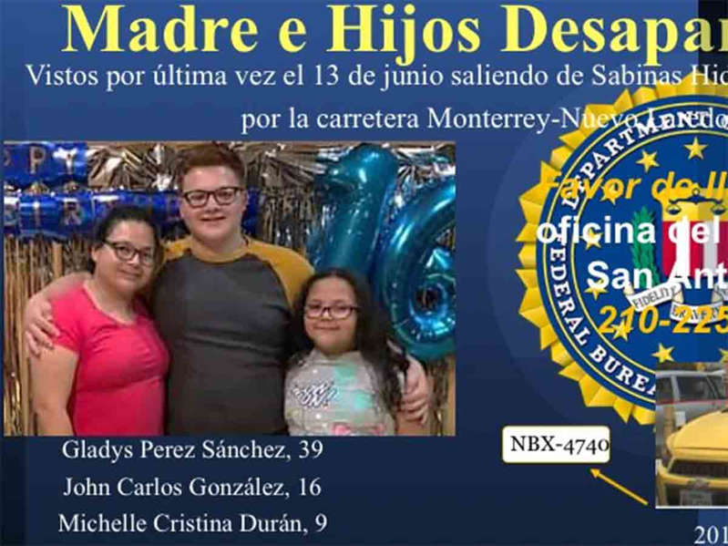 Por: Cortesía FBI busca a familia desaparecida en carretera Monterrey-Nuevo Laredo