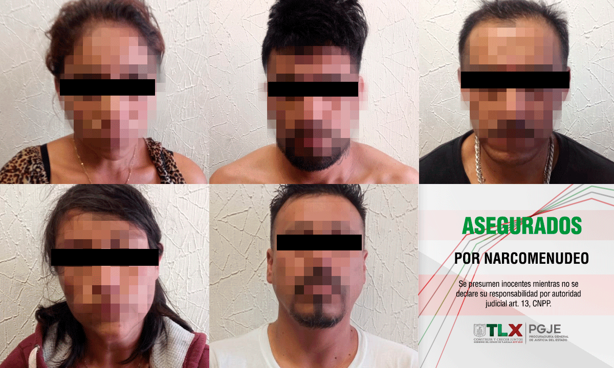 Foto: Cortesía Asegura PGJE a cinco personas con 20 envoltorios de droga sintética