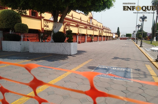 Foto: Omar Sánchez Cercan zócalo de San Andrés Cholula para trabajos de embellecimiento
