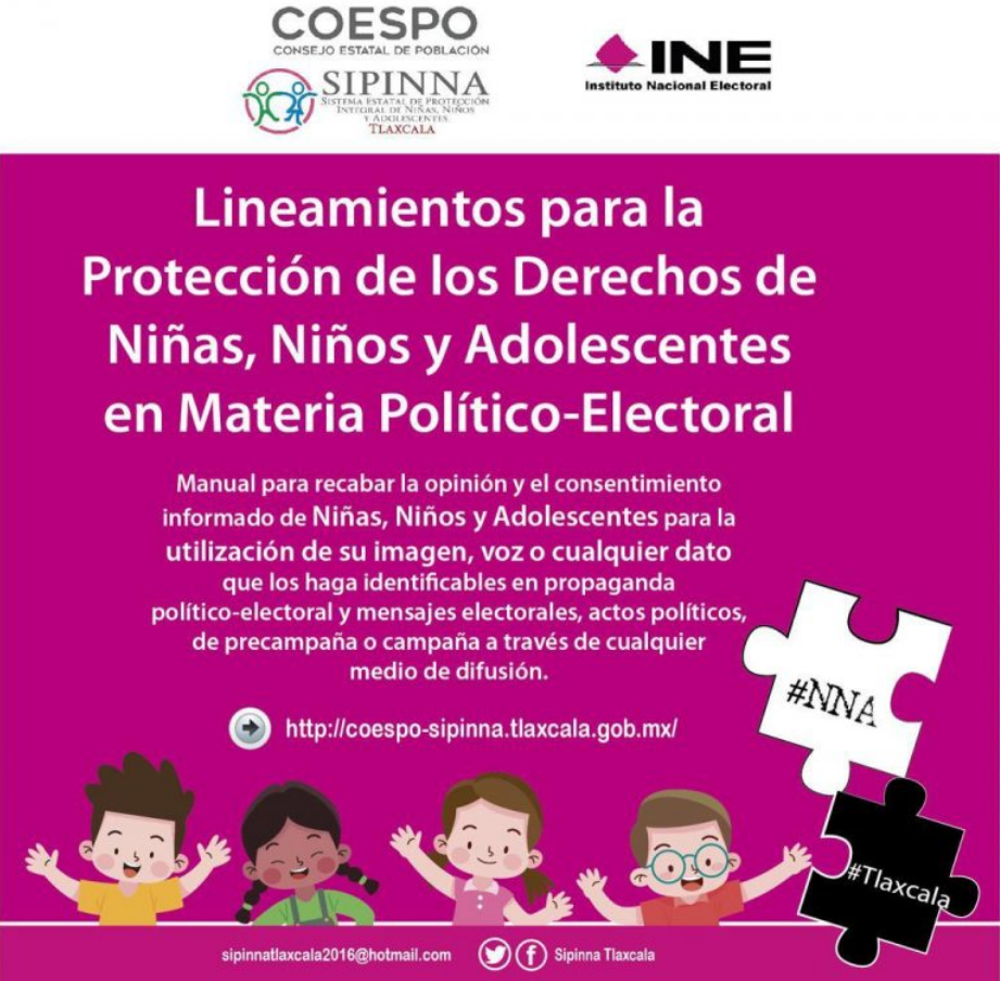 Por: Cortesía Lineamientos para la Protección de los derechos de Niñas, Niños y Adolescentes en materia político-electoral en Tlaxcala