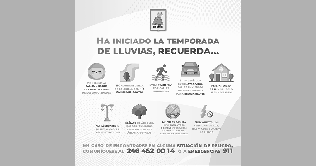 Por: Cortesía Difunde Protección Civil de la capital recomendaciones por lluvias