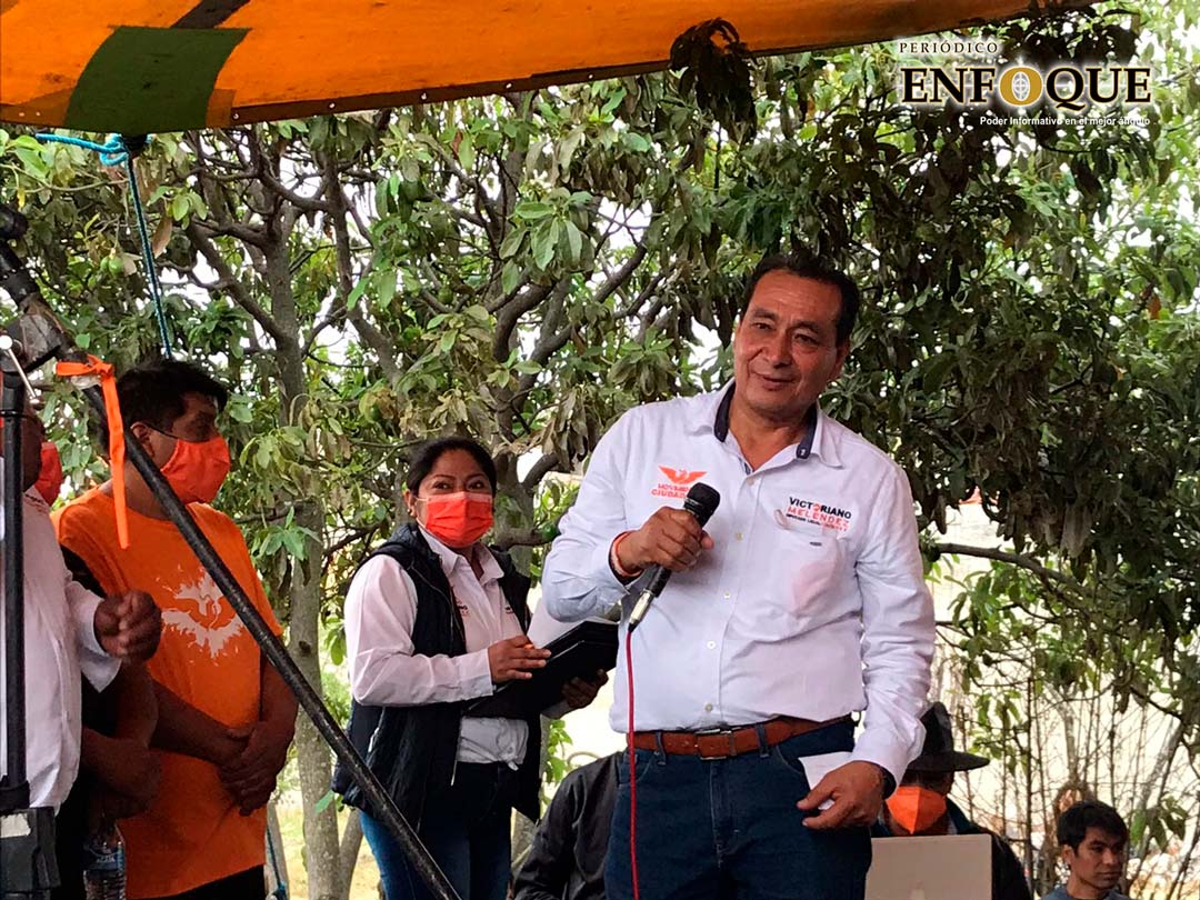Por: Cortesía Victoriano Meléndez de la Rosa candidato a diputado local con cabecera en Huejotzingo por Movimiento Ciudadano, firme dice "BASTA DE CORRUPTOS"