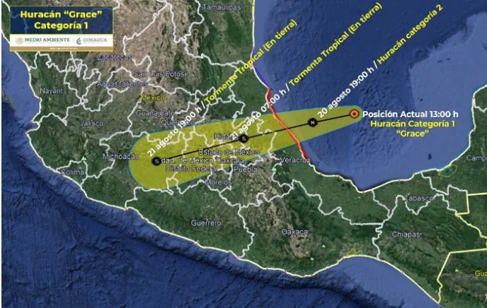 Por: Cortesía Prevén huracán "Grace" alcance la categoría 2 antes de entrar a Veracruz