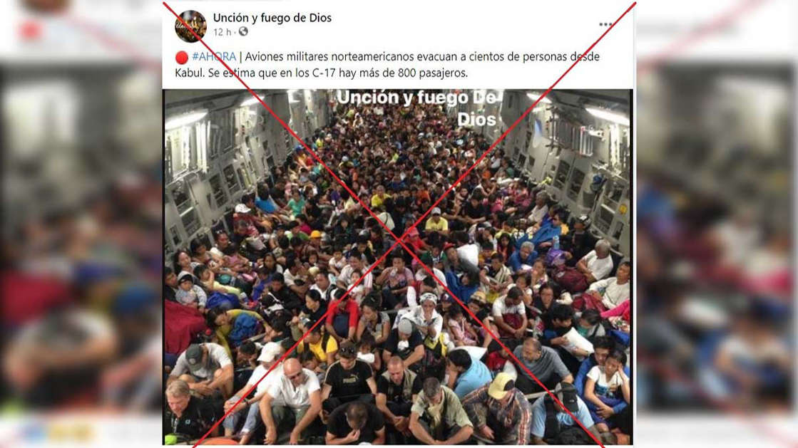 Por: Cortesía ¡Es falso! La foto de evacuados en avión no es de Afganistán