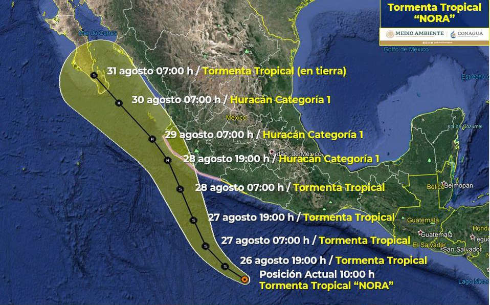 Por: Cortesía Tormenta tropical 'Nora' se forma frente a costas de Acapulco